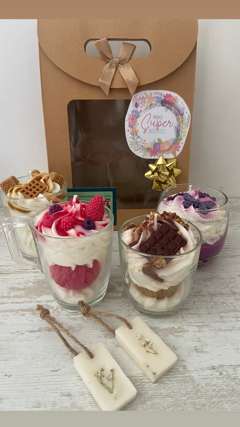 Cadeau nounou Cadeau fin d’année Idee cadeau nounou coffret bougie gourmande bougie artisanale bougie parfumée