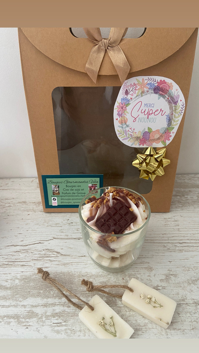 Cadeau nounou Cadeau fin d’année Idee cadeau nounou coffret bougie gourmande bougie artisanale bougie parfumée