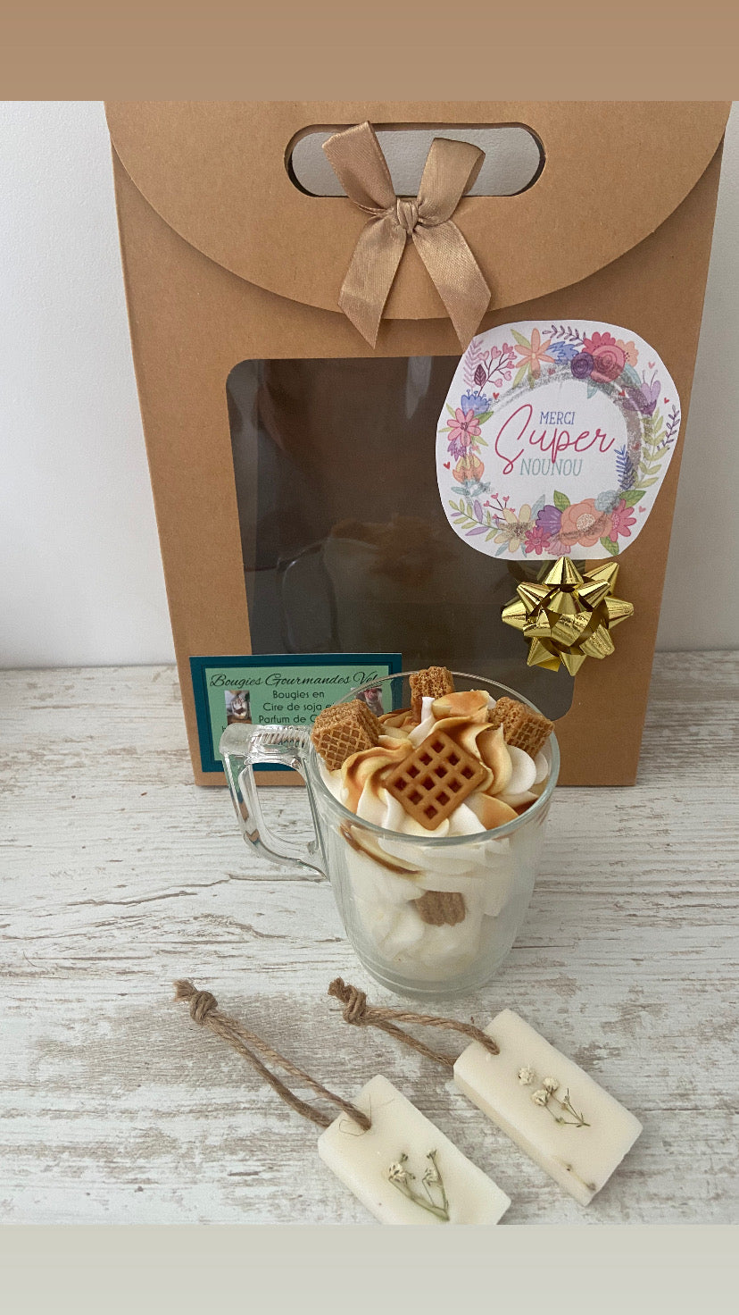 Cadeau nounou Cadeau fin d’année Idee cadeau nounou coffret bougie gourmande bougie artisanale bougie parfumée