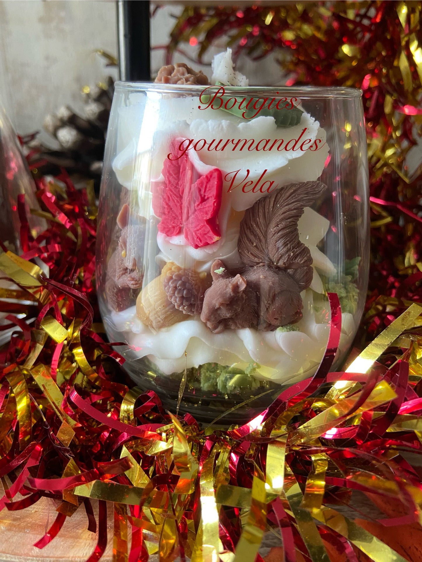 Bougie gourmande écureuil Bougie parfumée fleur de coton Bougie chantilly Bougie artisanale Bougie végétale Idée cadeau noel