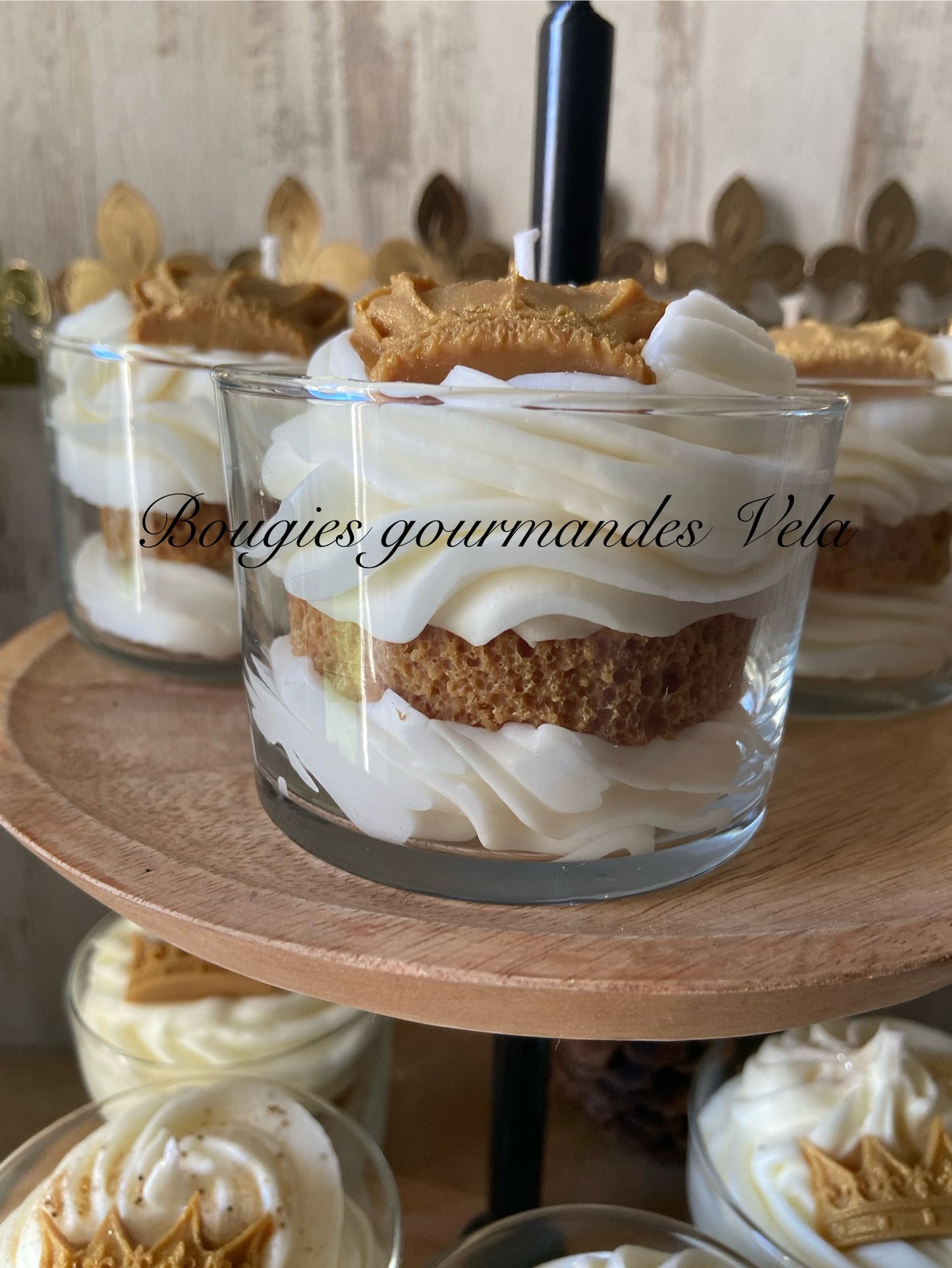 Bougie gourmande galette des rois Bougie parfumée frangipane amande Bougie épiphanie Bougie chantilly Bougie artisanale Bougie végétale Idée cadeau