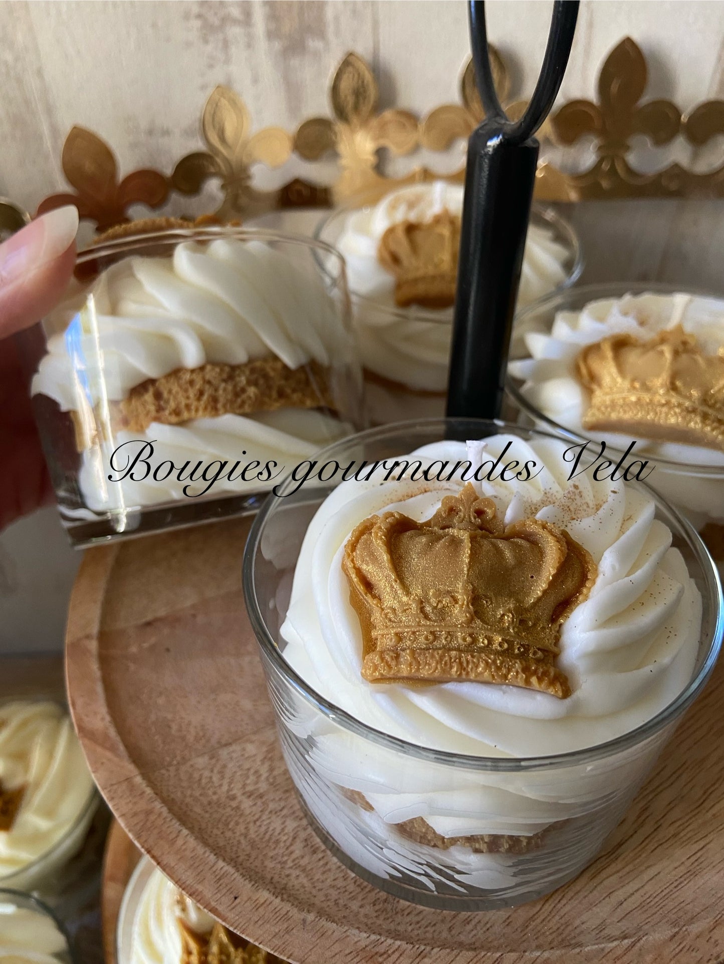 Bougie gourmande galette des rois Bougie parfumée frangipane amande Bougie épiphanie Bougie chantilly Bougie artisanale Bougie végétale Idée cadeau