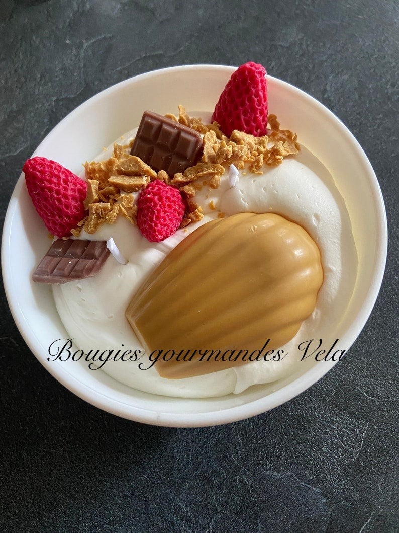 Bougie gourmande madeleine Bougie parfumée caramel Bougie chantilly Bougie artisanale Bougie végétale Idée cadeau