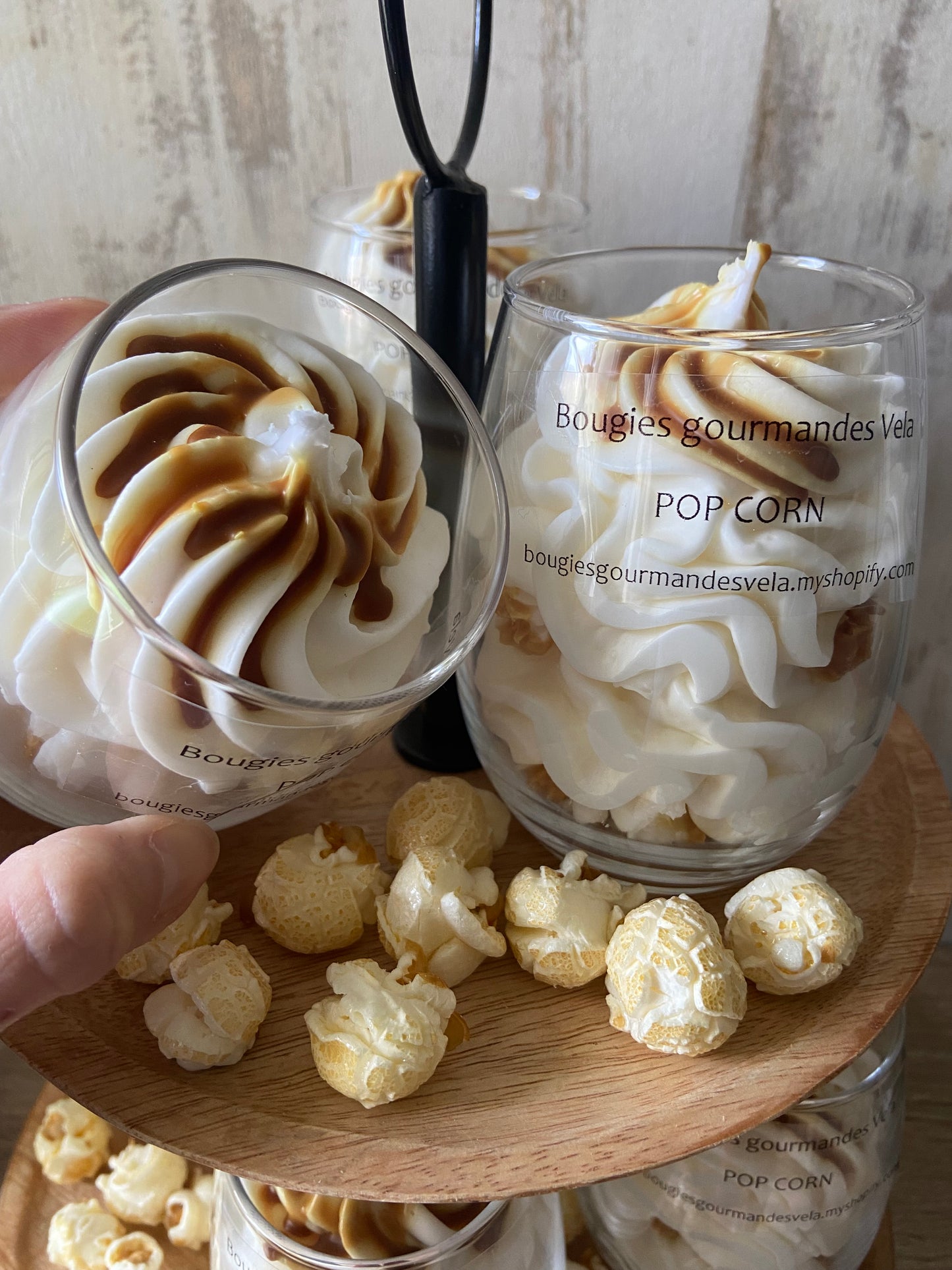 Bougie gourmande pop corn Bougie parfumée pop corn Bougie chantilly Bougie artisanale Bougie végétale Idée cadeau