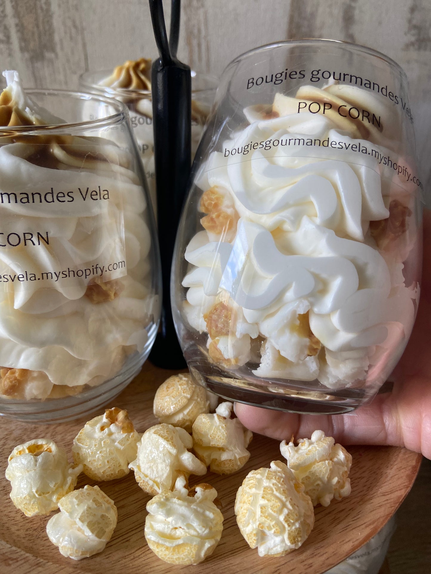 Bougie gourmande pop corn Bougie parfumée pop corn Bougie chantilly Bougie artisanale Bougie végétale Idée cadeau