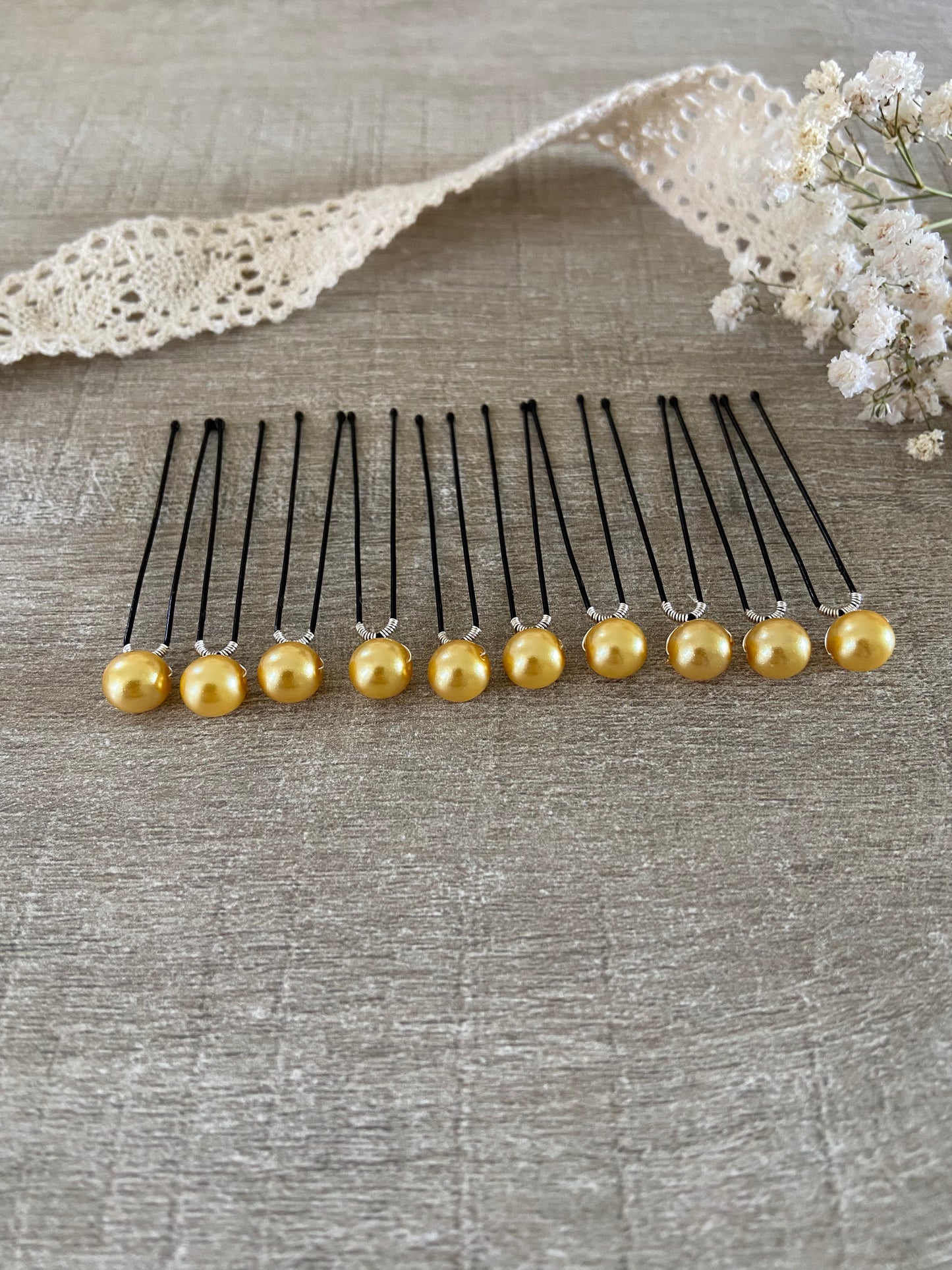 10 epingles chignon mariee perles dorees Accessoires coiffure mariage