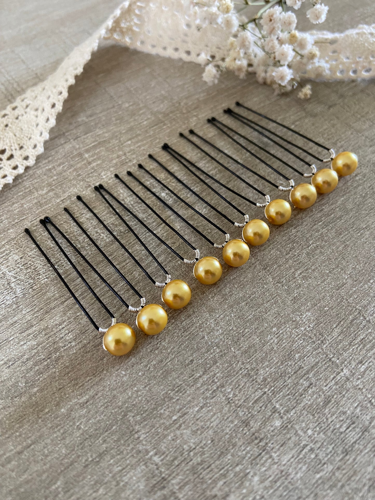 10 epingles chignon mariee perles dorees Accessoires coiffure mariage