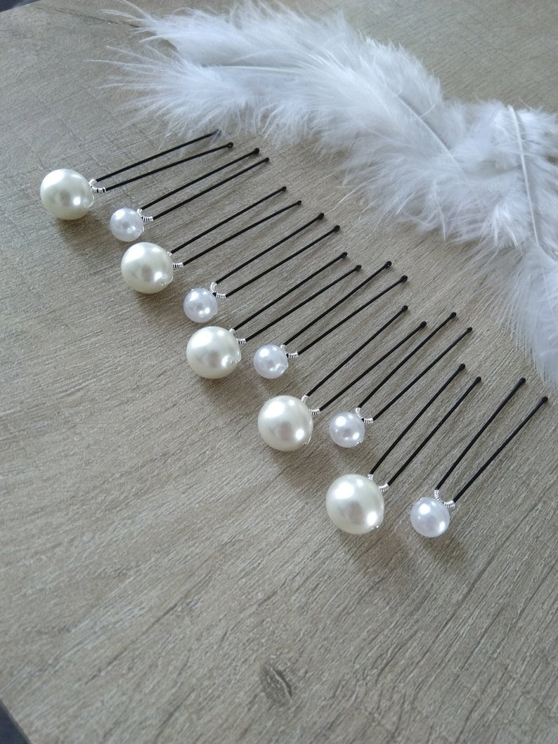 10 epingles chignon mariee perles nacrées blanches Accessoires coiffure mariage