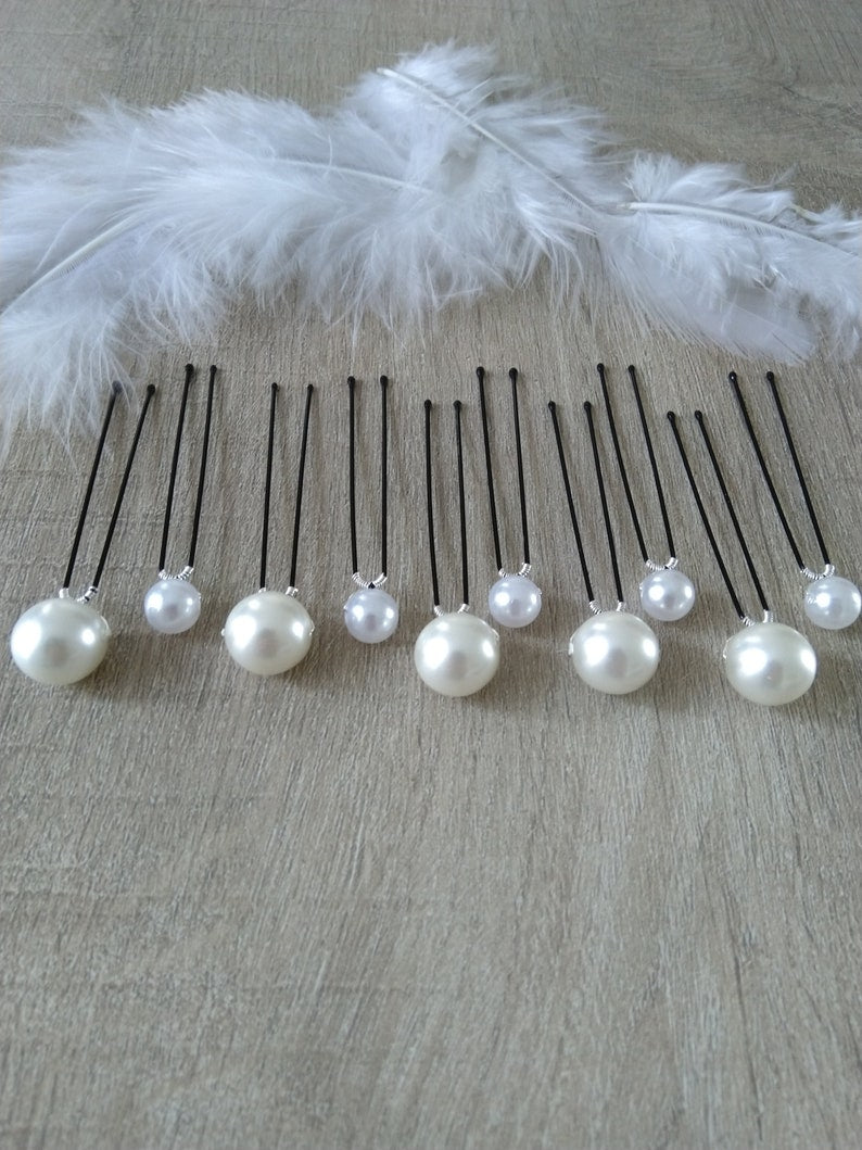 10 epingles chignon mariee perles nacrées blanches Accessoires coiffure mariage