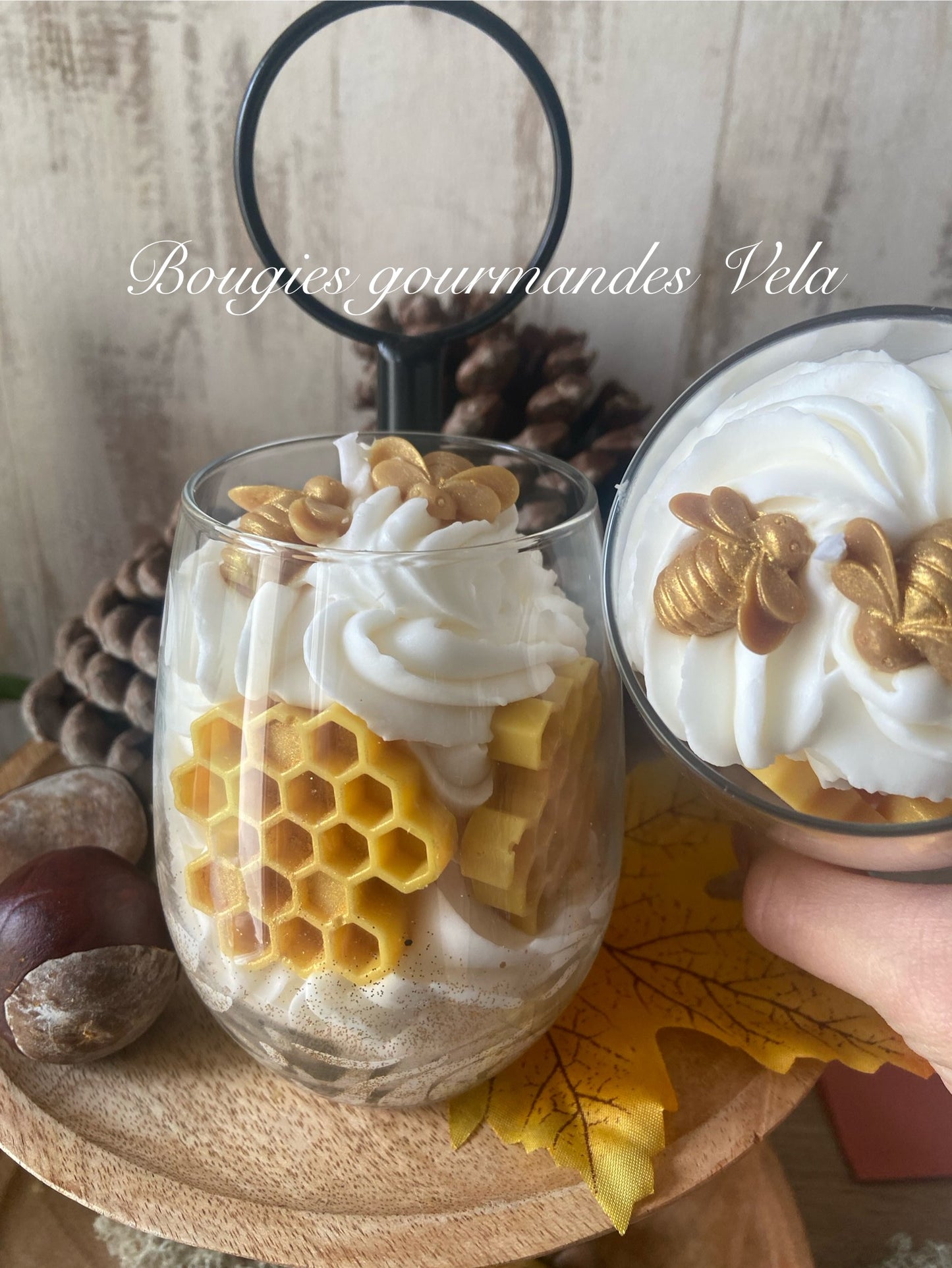 Bougie gourmande miel Bougie parfumée miel Bougie chantilly Bougie artisanale Bougie végétale Idée cadeau noel