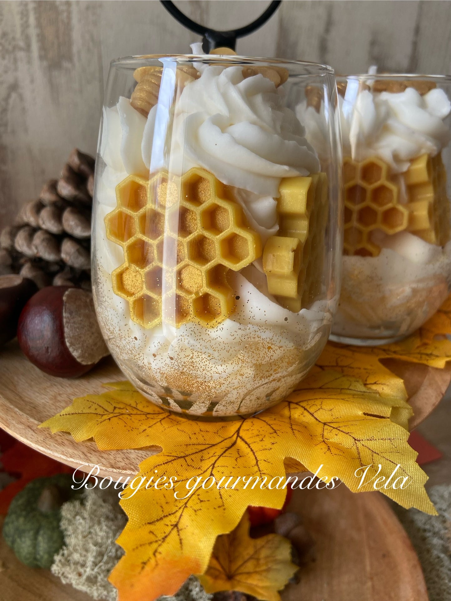 Bougie gourmande miel Bougie parfumée miel Bougie chantilly Bougie artisanale Bougie végétale Idée cadeau noel