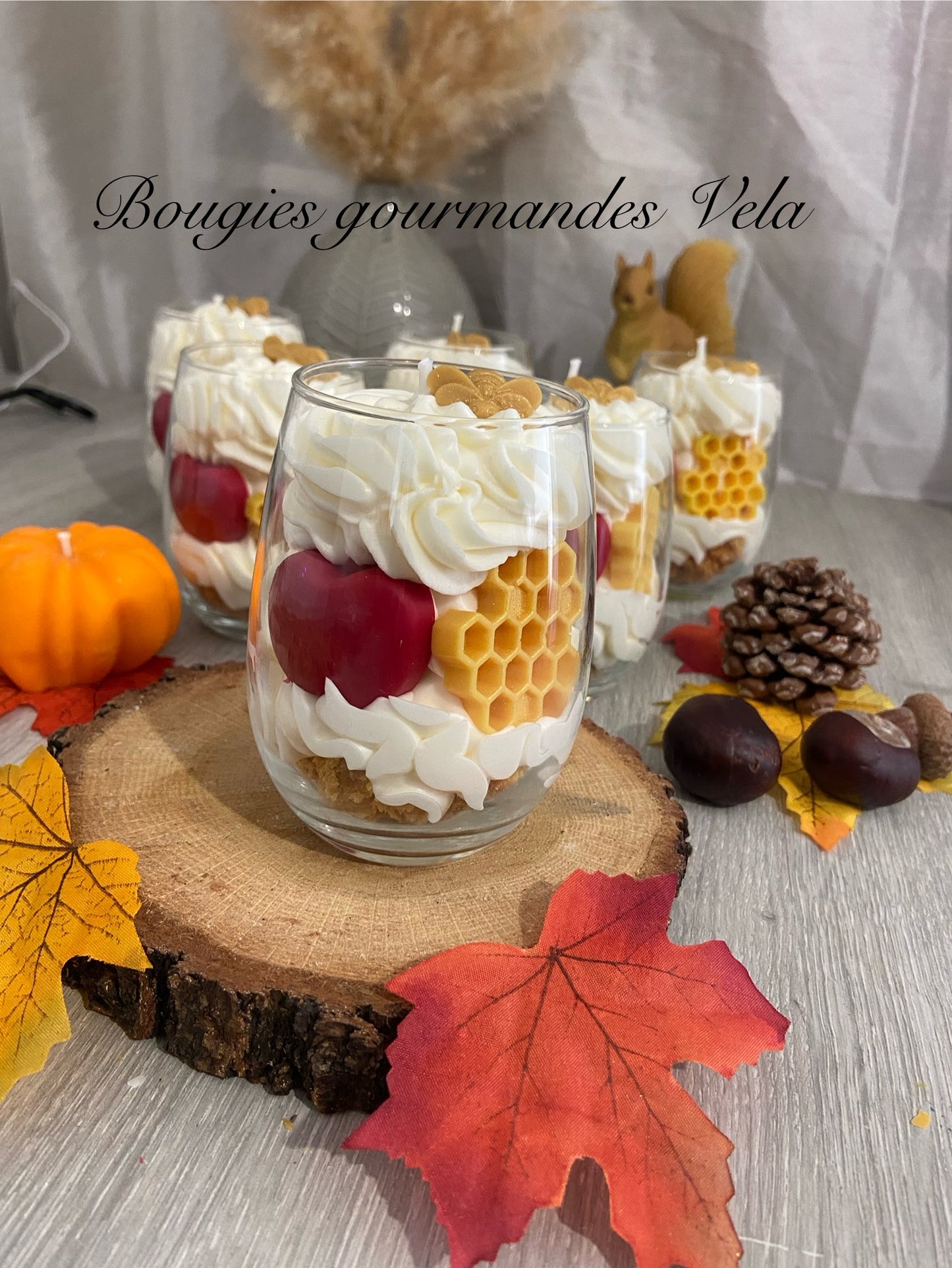 Bougie gourmande miel pomme Bougie parfumée miel pomme Bougie chantilly Bougie artisanale Bougie végétale Idée cadeau noel