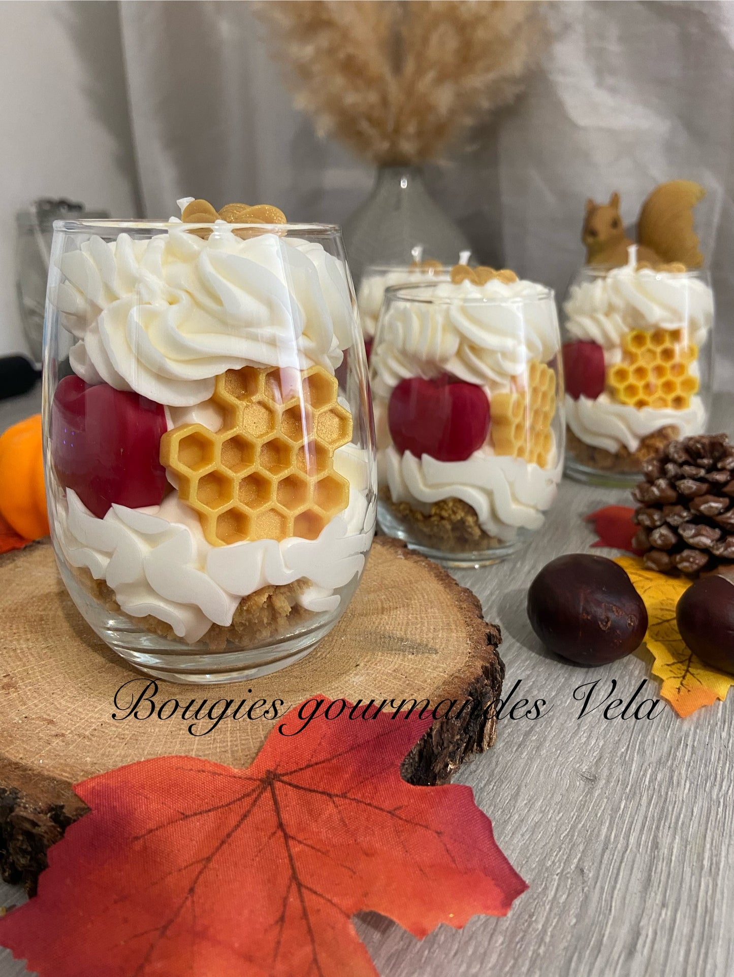 Bougie gourmande miel pomme Bougie parfumée miel pomme Bougie chantilly Bougie artisanale Bougie végétale Idée cadeau noel