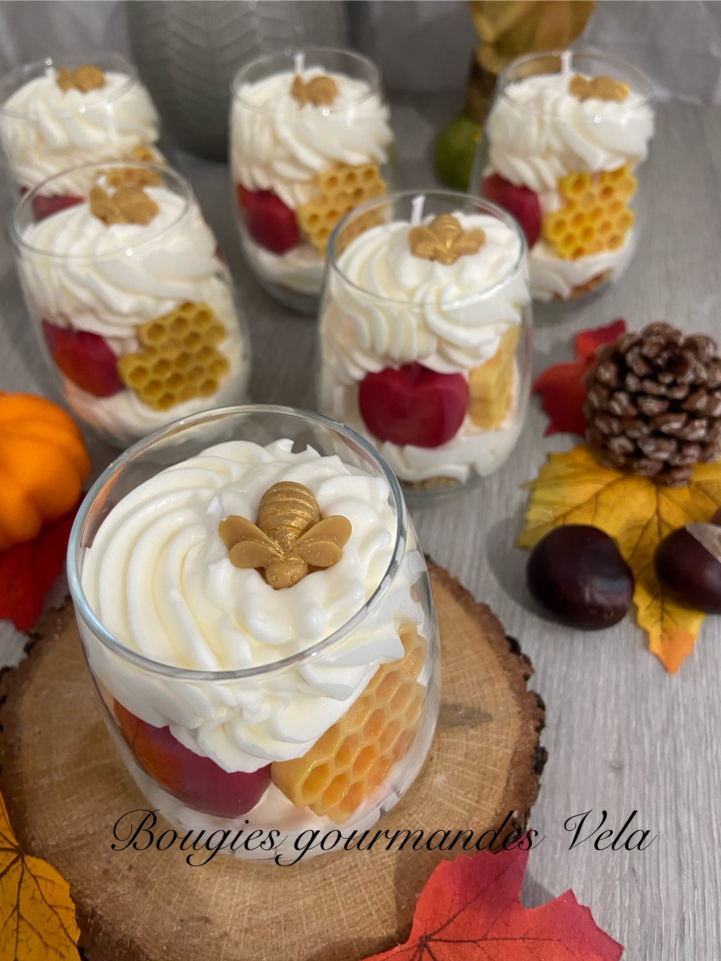 Bougie gourmande miel pomme Bougie parfumée miel pomme Bougie chantilly Bougie artisanale Bougie végétale Idée cadeau noel