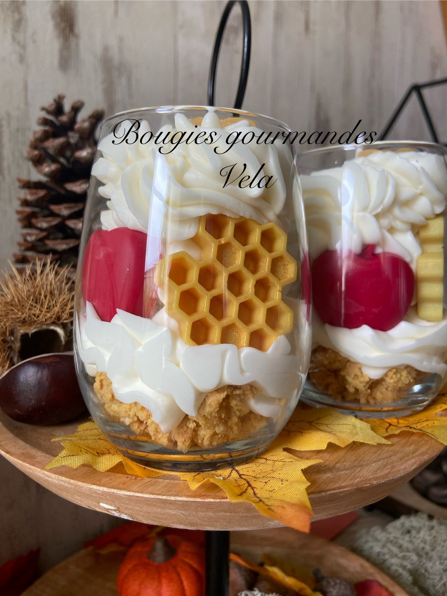 Bougie gourmande miel pomme Bougie parfumée miel pomme Bougie chantilly Bougie artisanale Bougie végétale Idée cadeau noel