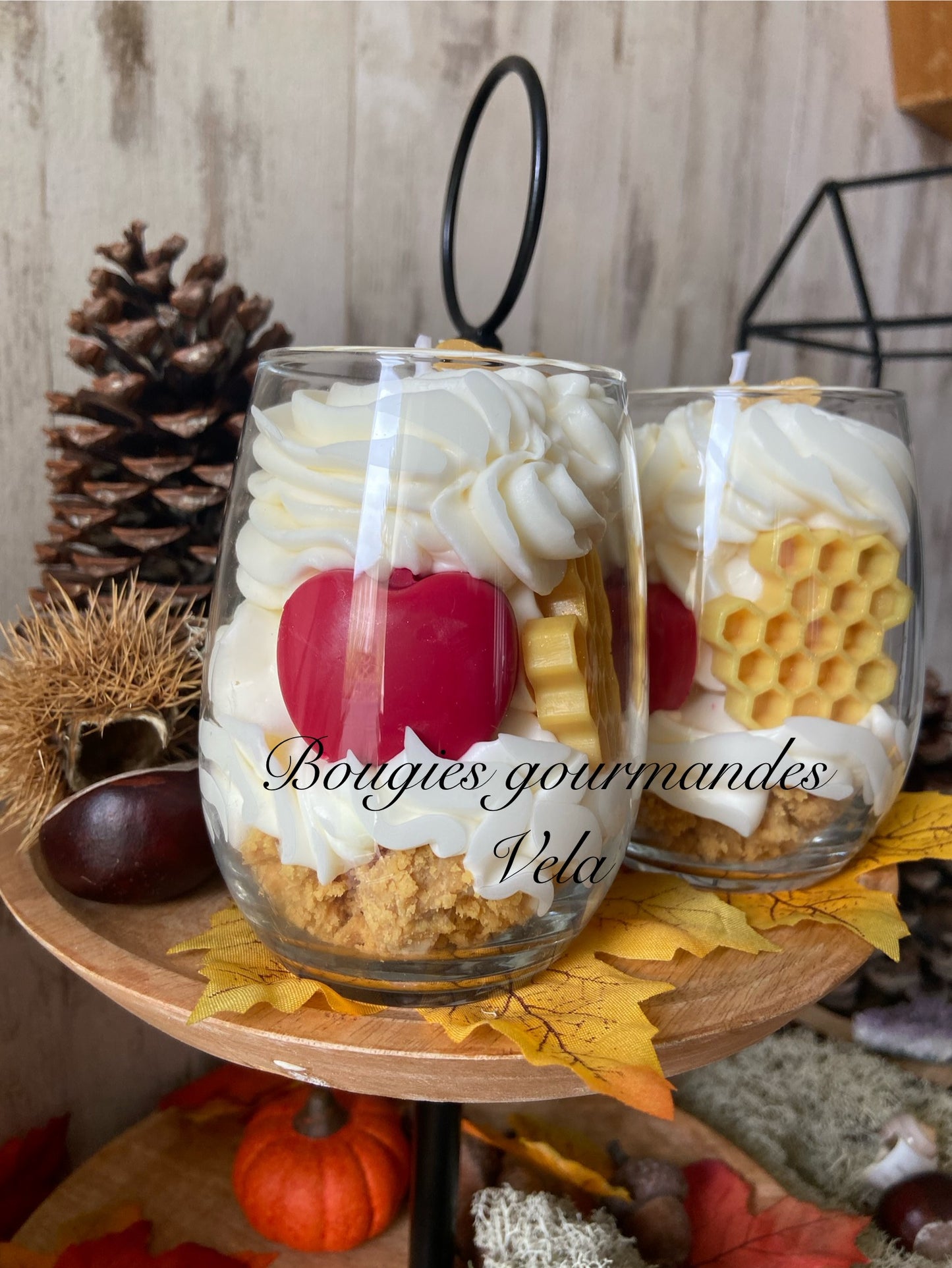 Bougie gourmande miel pomme Bougie parfumée miel pomme Bougie chantilly Bougie artisanale Bougie végétale Idée cadeau noel