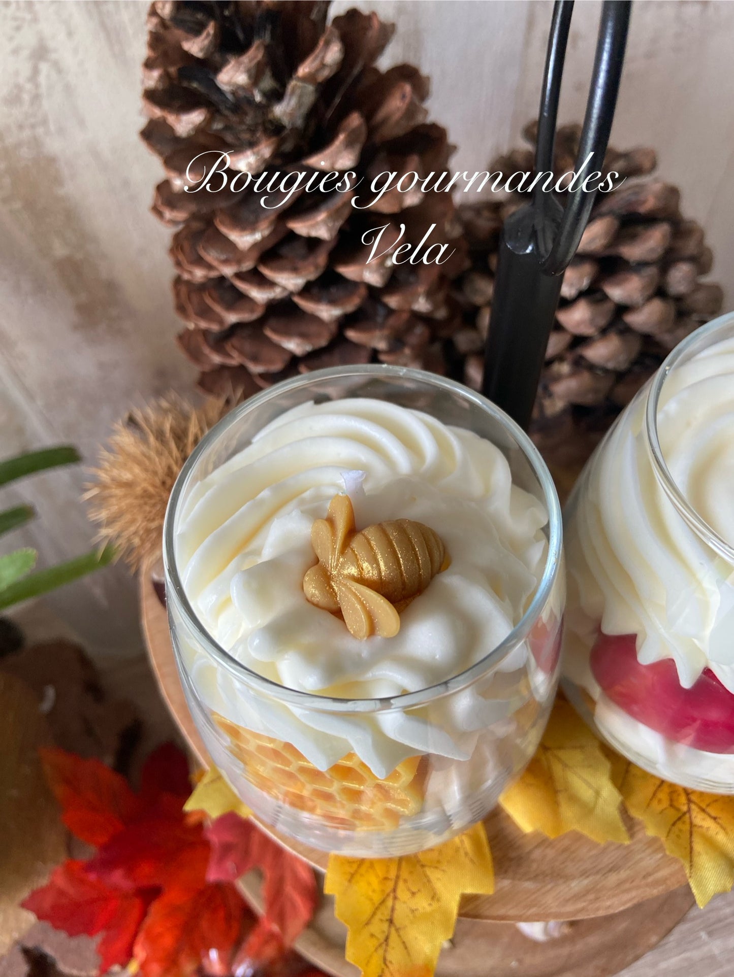 Bougie gourmande miel pomme Bougie parfumée miel pomme Bougie chantilly Bougie artisanale Bougie végétale Idée cadeau noel