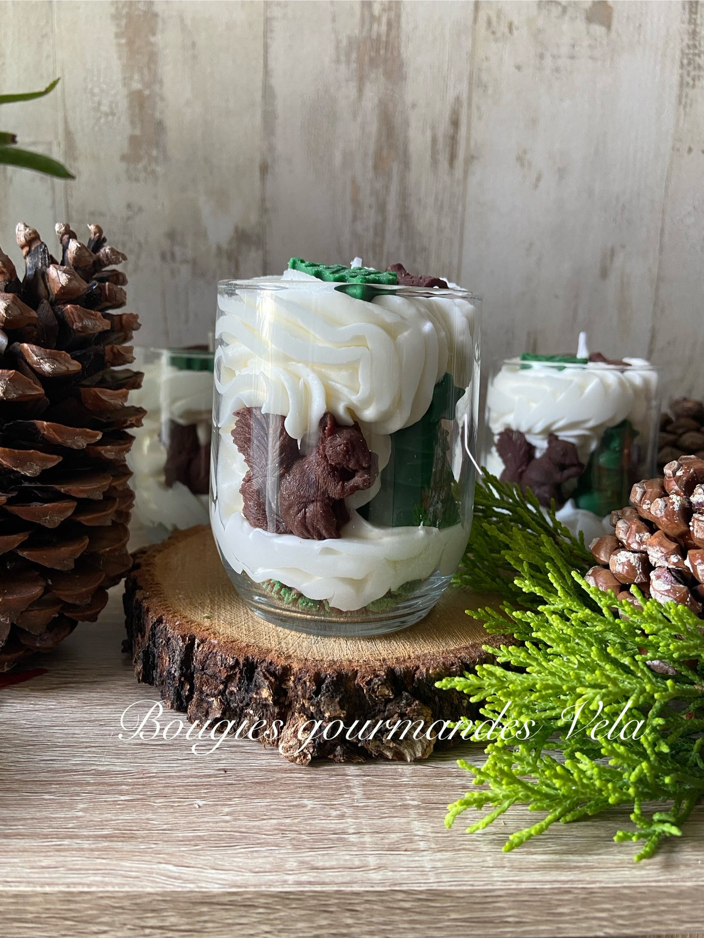 Bougie gourmande sapin ecureuil Bougie parfumée sapin Noel Bougie chantilly Bougie artisanale Bougie végétale Idée cadeau noel
