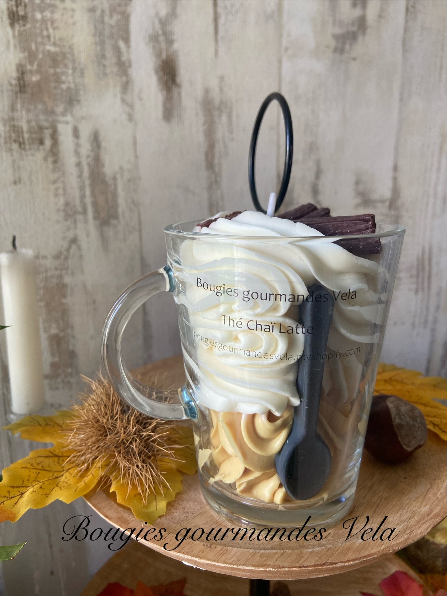 Bougie gourmande Bougie thé chai latte Bougie parfumée thé chai latte Bougie chantilly Bougie artisanale Bougie végétale Idée cadeau