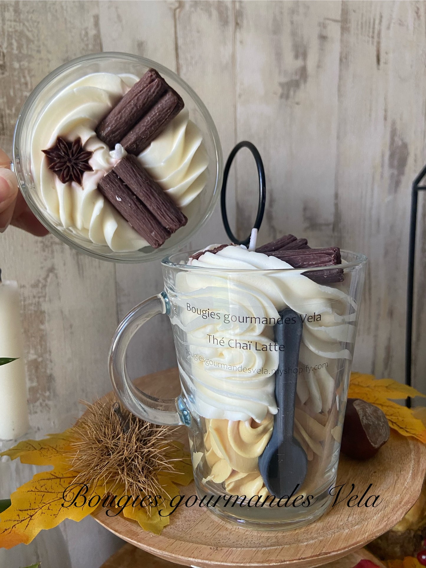 Bougie gourmande Bougie thé chai latte Bougie parfumée thé chai latte Bougie chantilly Bougie artisanale Bougie végétale Idée cadeau