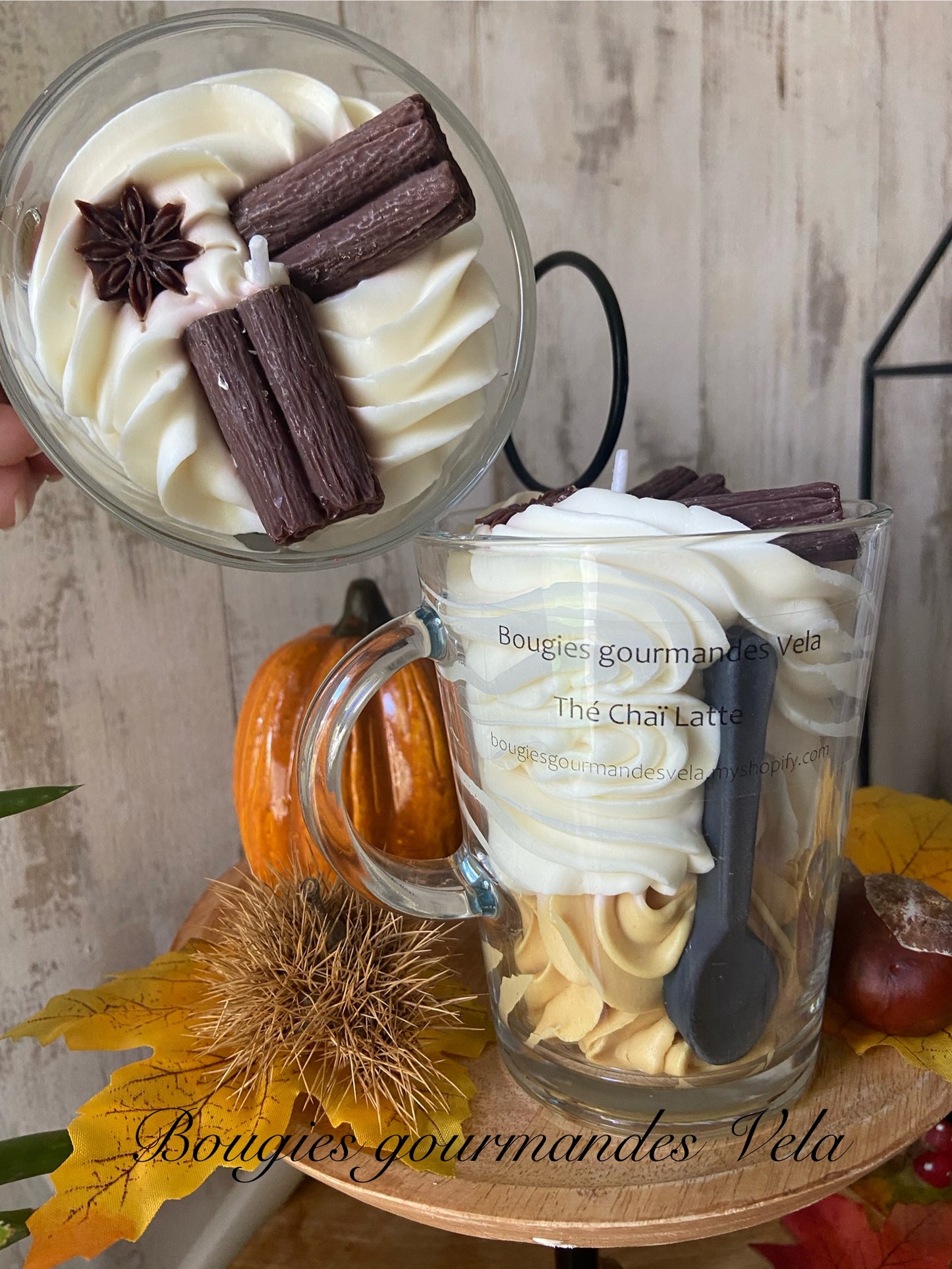 Bougie gourmande Bougie thé chai latte Bougie parfumée thé chai latte Bougie chantilly Bougie artisanale Bougie végétale Idée cadeau