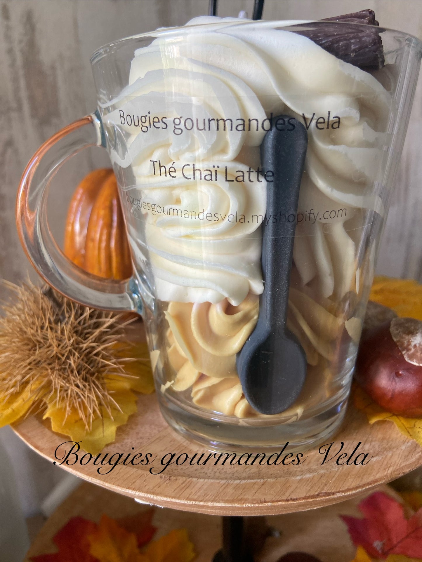 Bougie gourmande Bougie thé chai latte Bougie parfumée thé chai latte Bougie chantilly Bougie artisanale Bougie végétale Idée cadeau