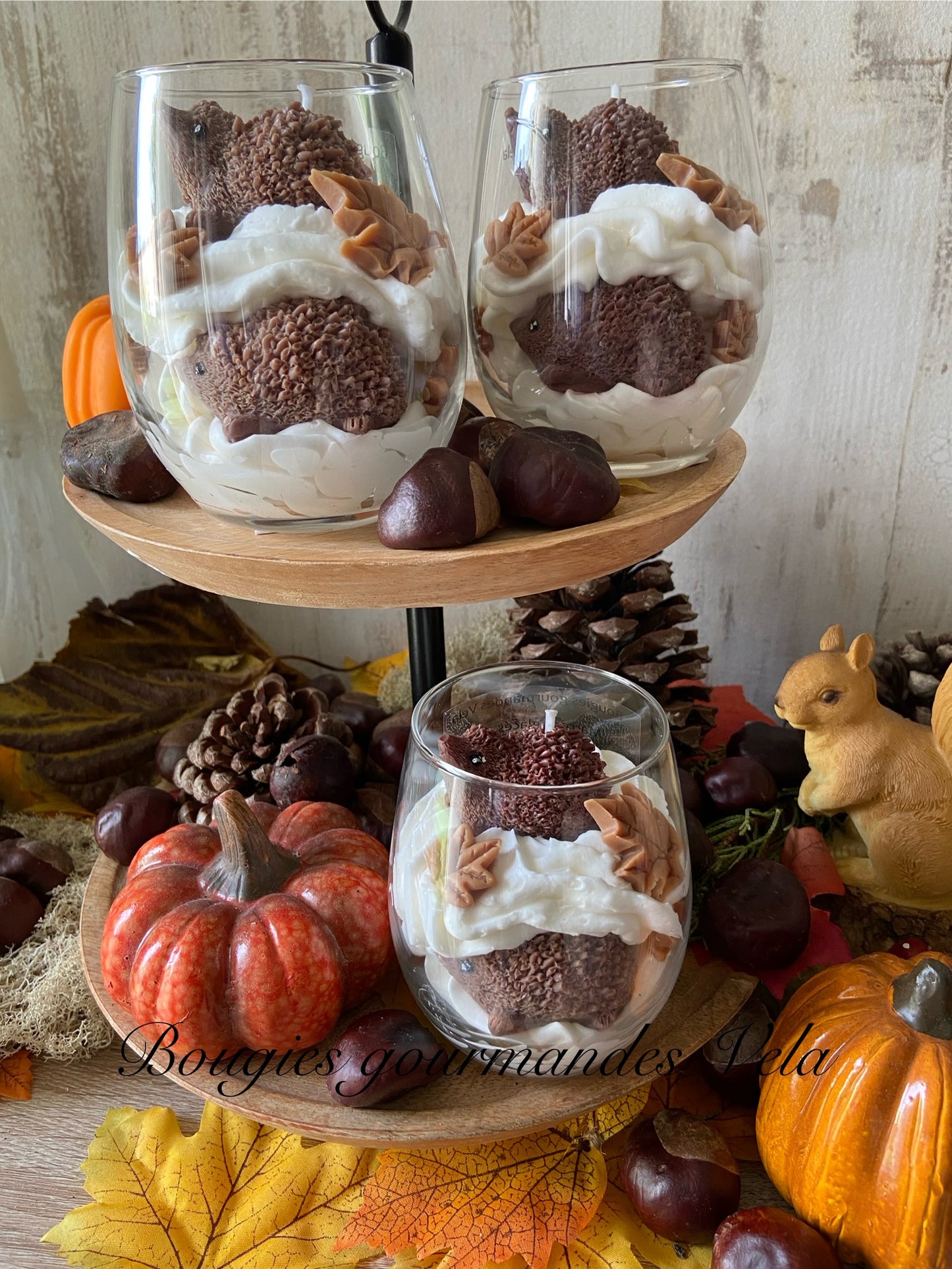 Bougie gourmande Bougie hérissons automne Bougie parfumée Bougie noel Bougie chantilly Bougie artisanale Bougie végétale Idée cadeau
