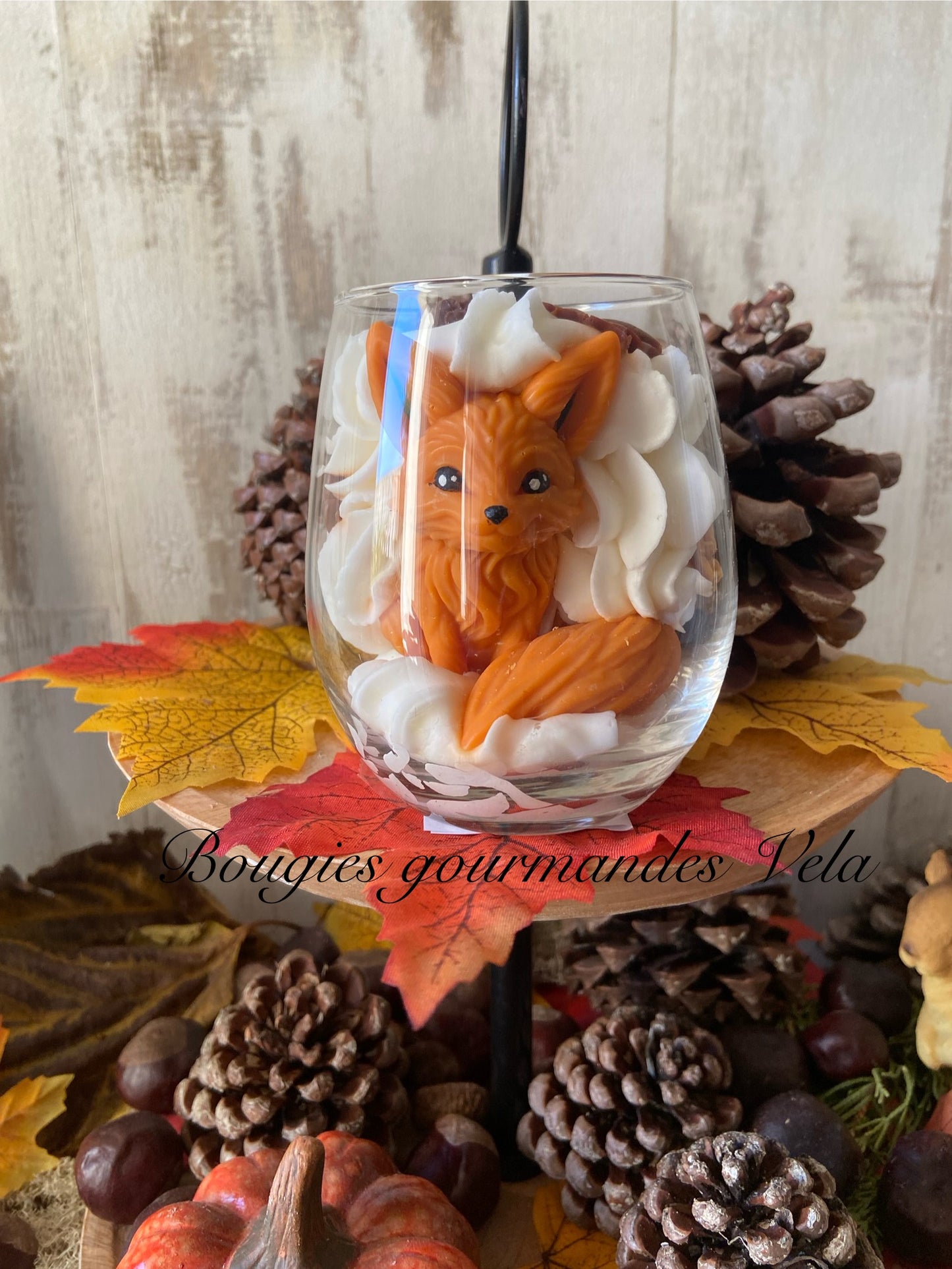 Bougie gourmande Bougie renard automne Bougie parfumée Bougie chantilly Bougie artisanale Bougie végétale Idée cadeau
