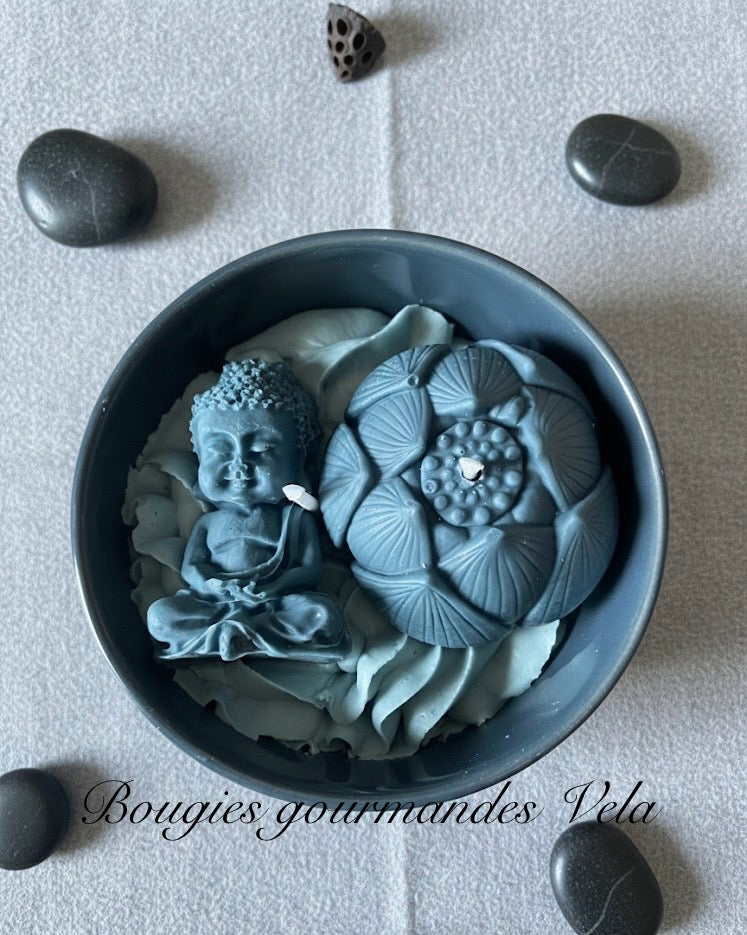 Bougie gourmande Bougie bouddha lotus Bougie parfum douceur réconfortante Bougie chantilly Bougie artisanale Bougie végétale Idée cadeau