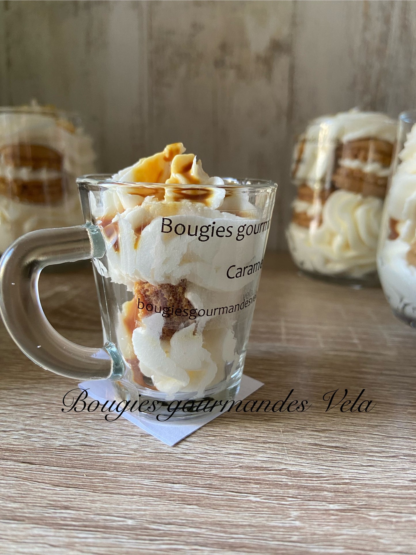 Coffret 2 bougies gourmandes parfum caramel Bougie chantilly Bougie artisanale Bougie végétale Idée cadeau