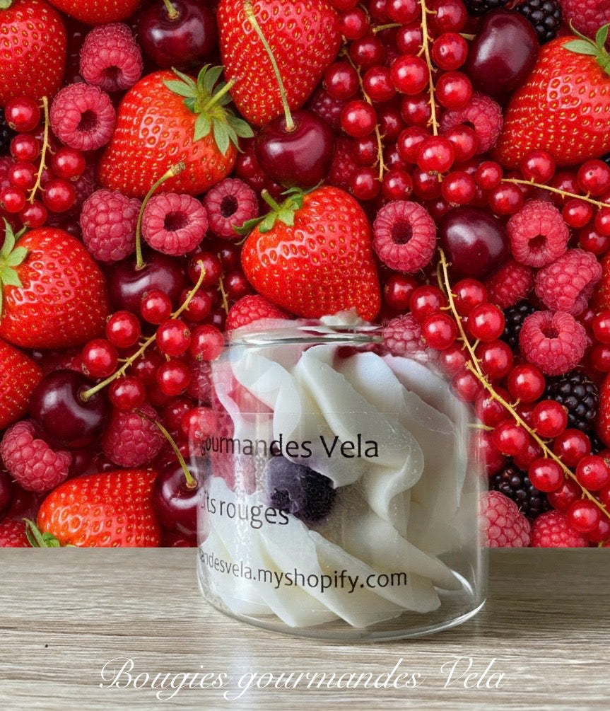 Mini Bougie gourmande parfumée fruits rouges Bougie chantilly Bougie artisanale Bougie végétale Idée cadeau