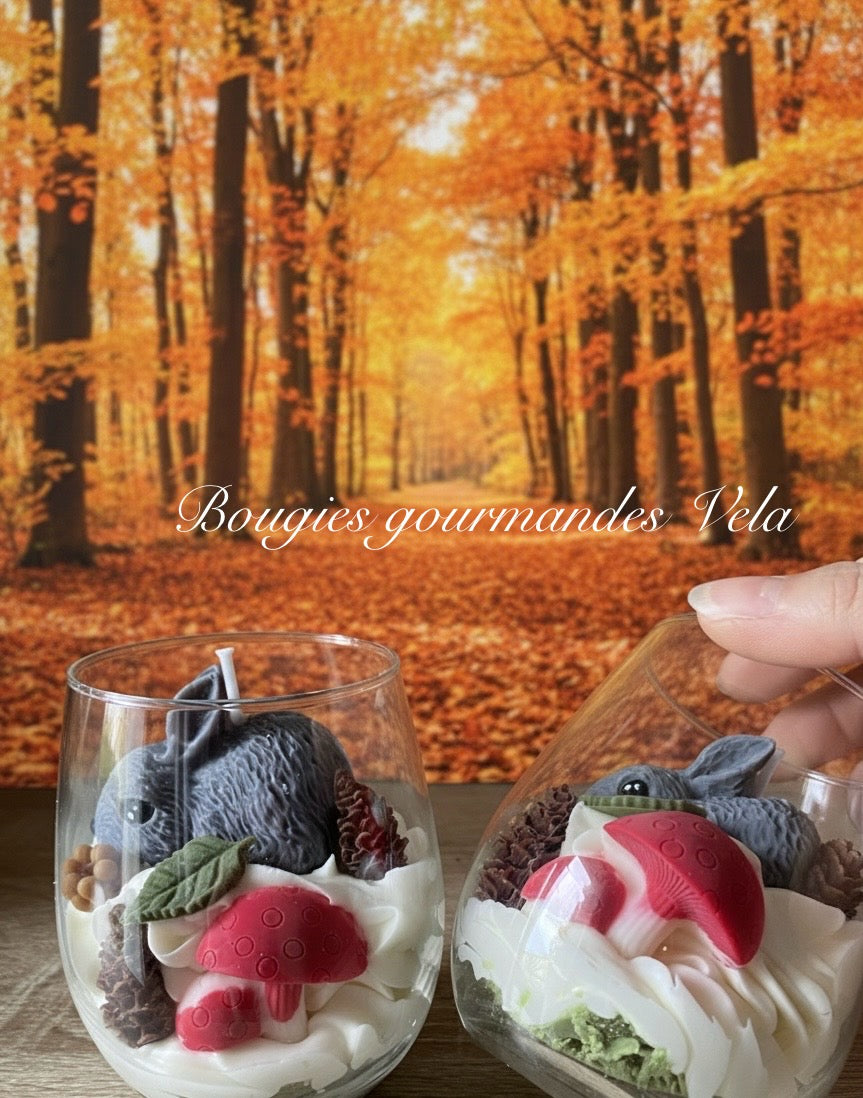 Bougie gourmande Bougie Le lapin de la forêt Bougie parfumée vanille Bougie automne Bougie chantilly Bougie artisanale Bougie végétale Idée cadeau