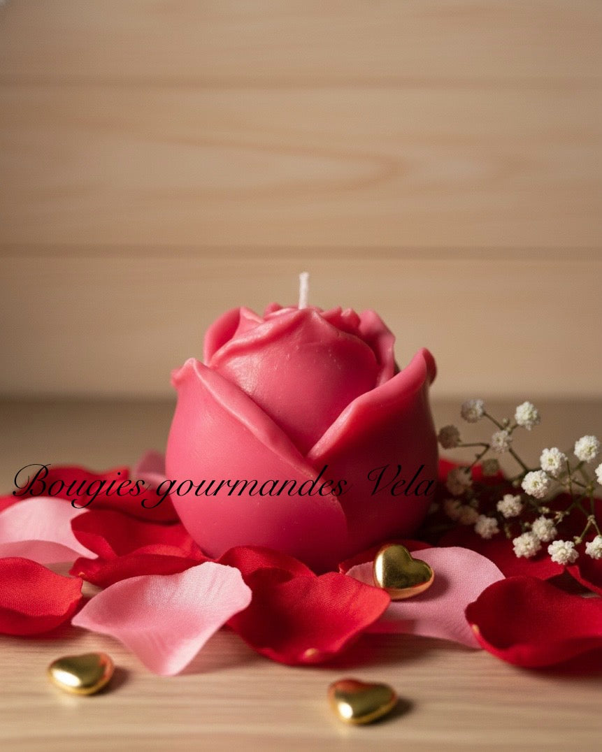 Bougie fleur rose Idée cadeau Saint Valentin