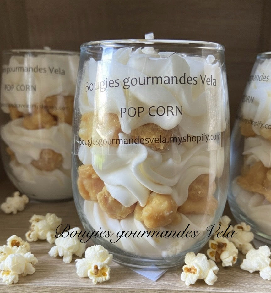 Bougie gourmande parfumée pop corn Bougie chantilly Bougie artisanale Bougie végétale Idée cadeau