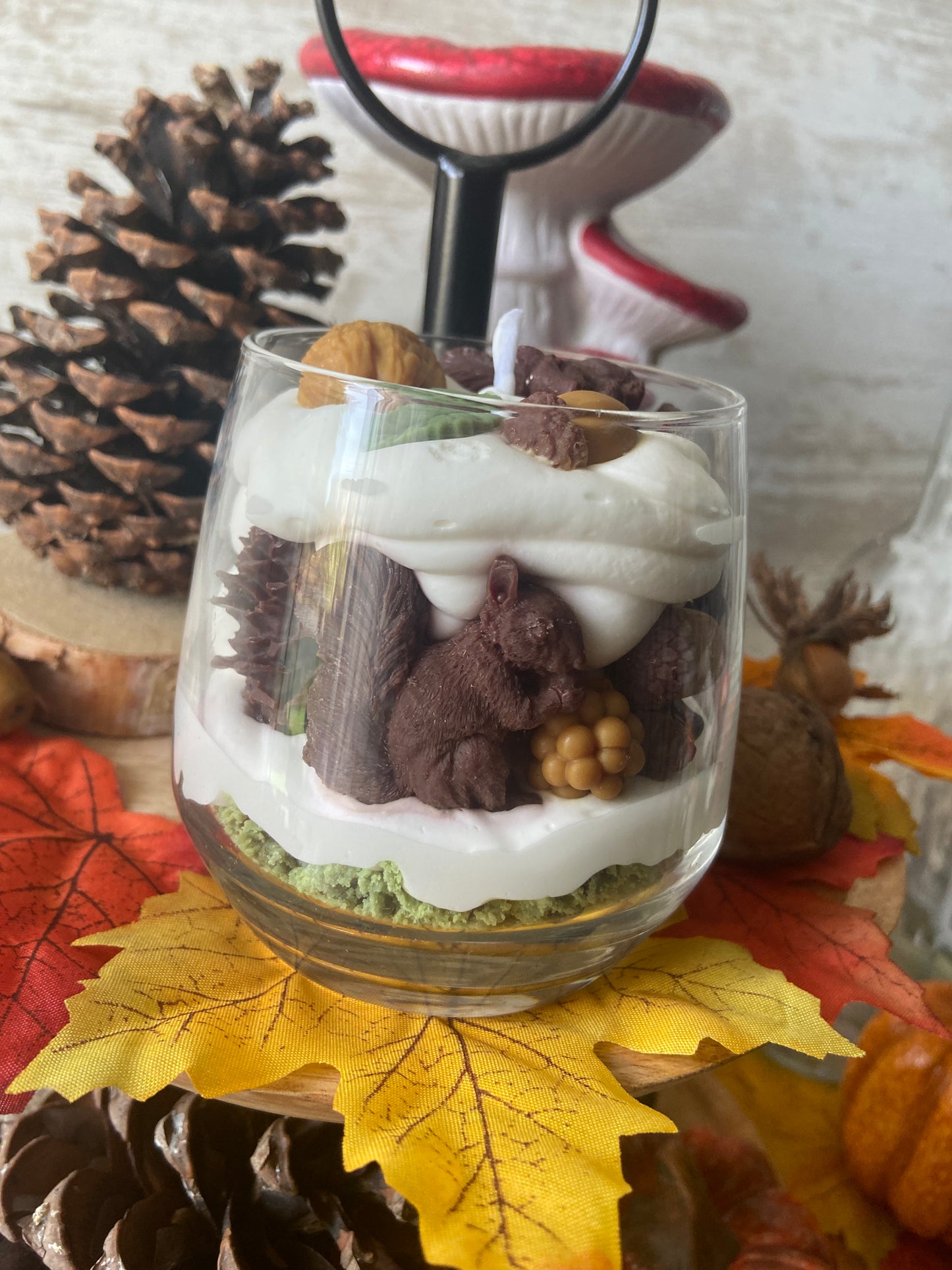 Bougie gourmande Bougie Les écureuils de la forêt Bougie parfumée Bougie automne Bougie chantilly Bougie artisanale Bougie végétale Idée cadeau noel