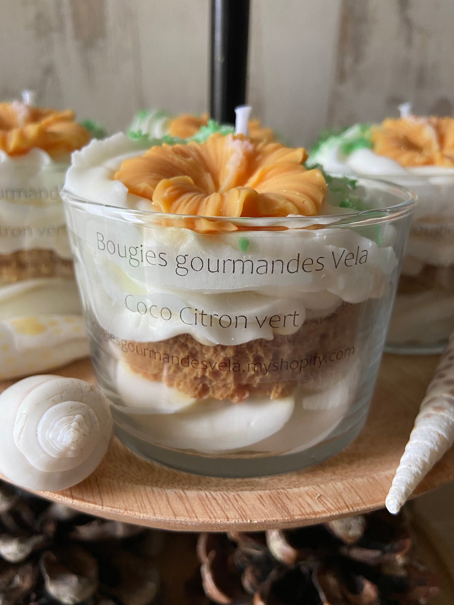 Bougie gourmande Bougie parfumée coco citron vert fleur tropicale Bougie chantilly Bougie artisanale Bougie végétale Idée cadeau