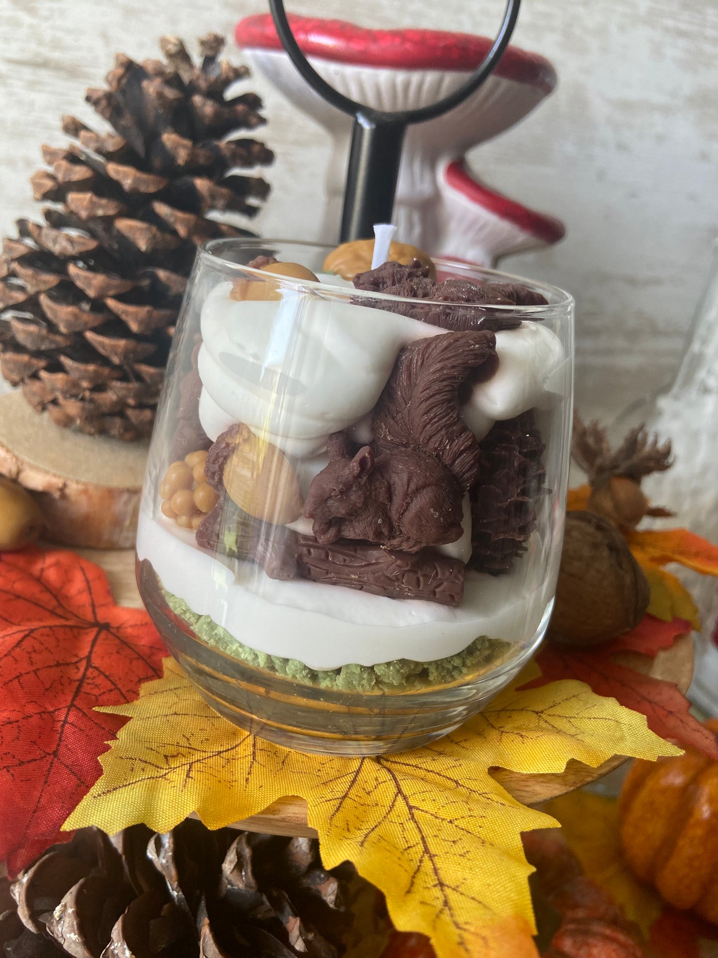 Bougie gourmande Bougie Les écureuils de la forêt Bougie parfumée Bougie automne Bougie chantilly Bougie artisanale Bougie végétale Idée cadeau noel