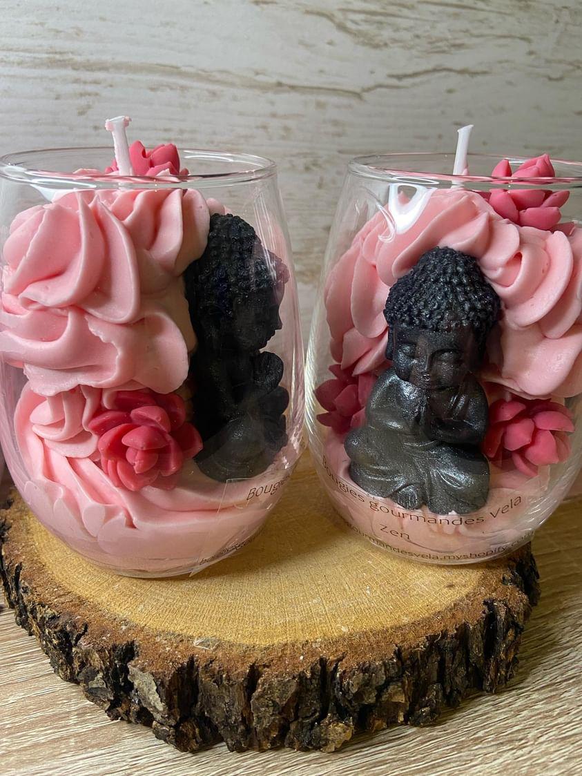 Bougie gourmande Bougie ZEN Bougie bouddha lotus Bougie parfumée nag champa Bougie chantilly Bougie artisanale Bougie végétale Idée cadeau