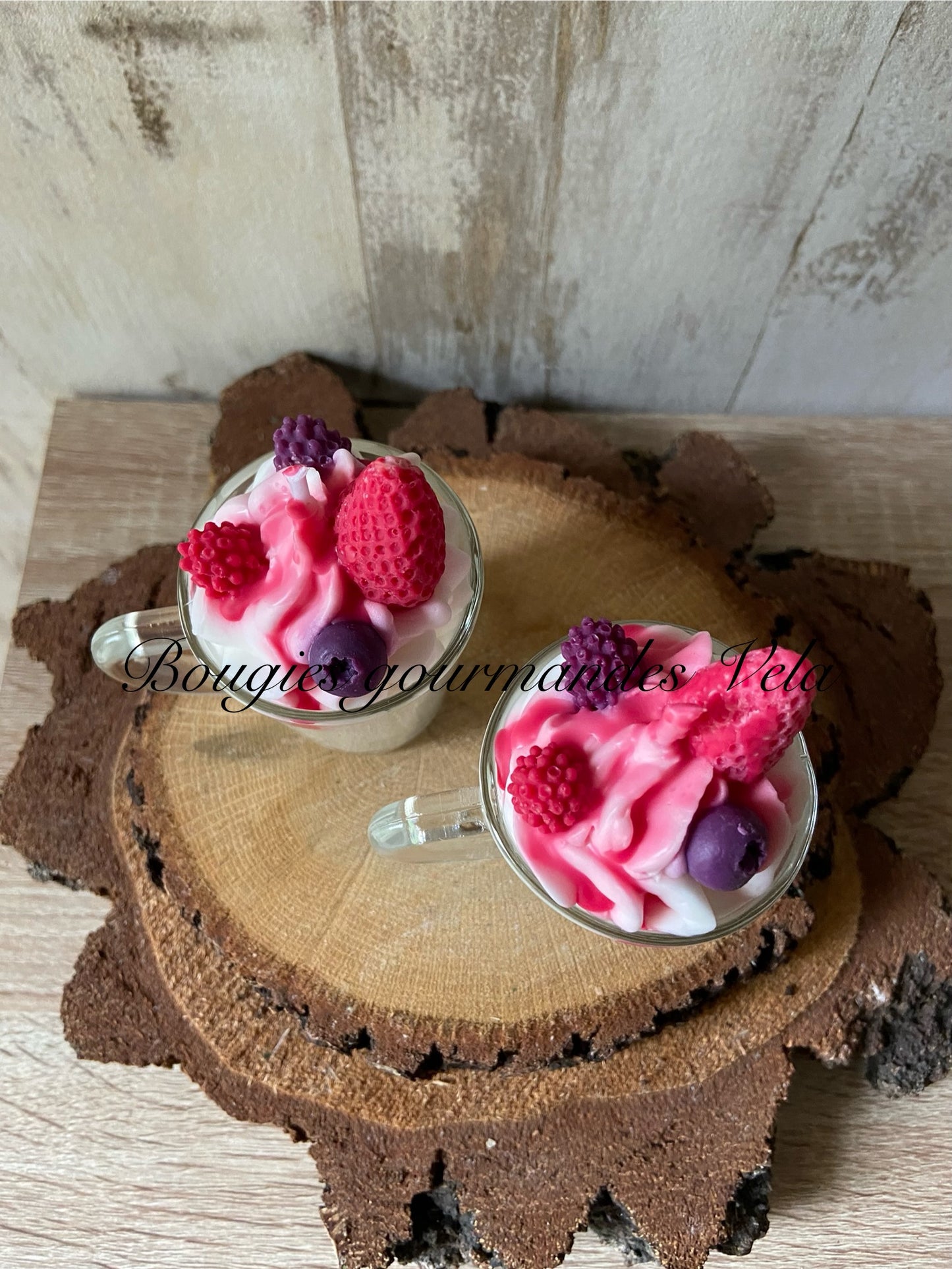 Mini Bougie gourmande Bougie parfumée fruits rouges Bougie chantilly Bougie artisanale Bougie végétale Idée cadeau