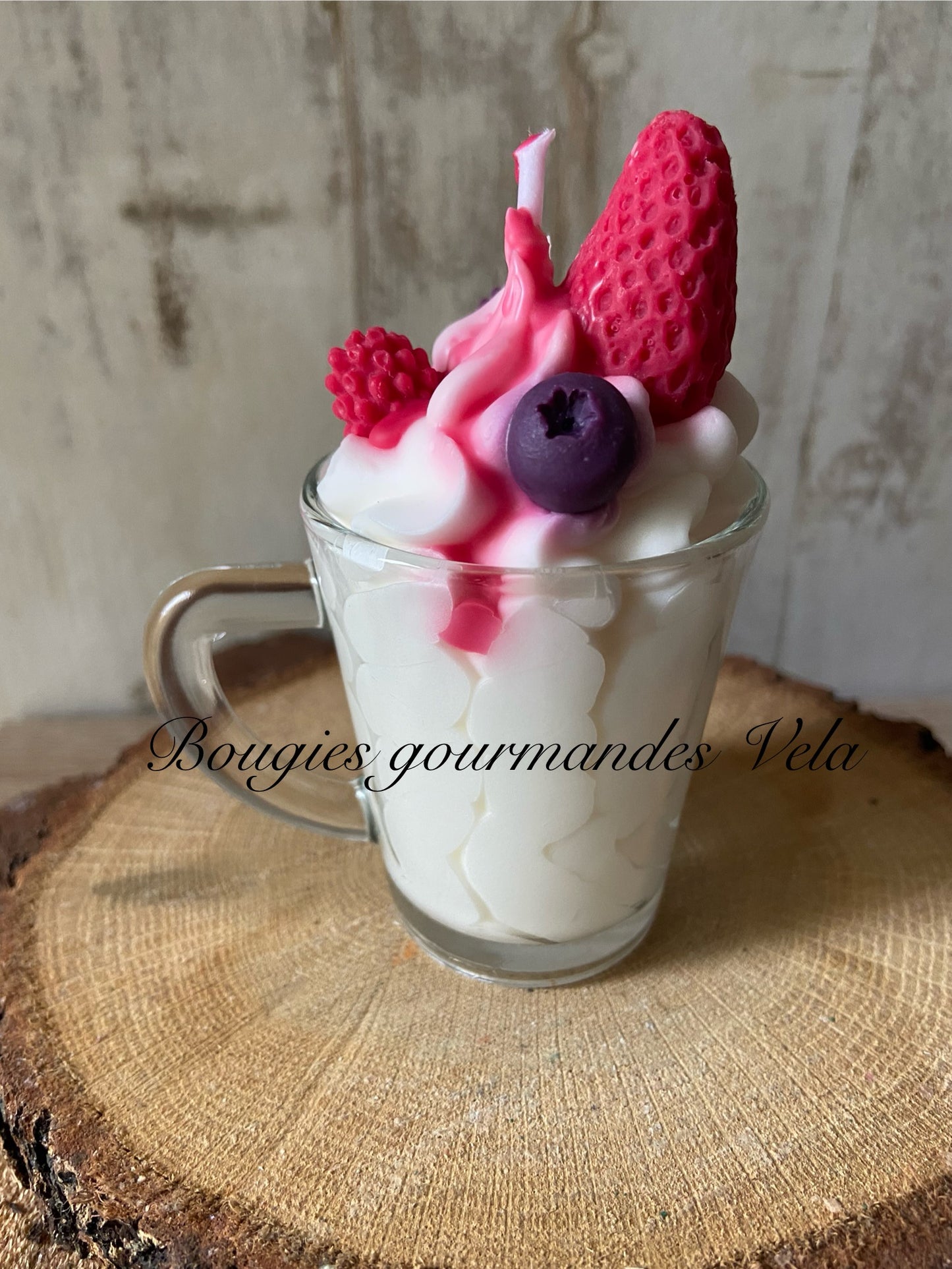 Mini Bougie gourmande Bougie parfumée fruits rouges Bougie chantilly Bougie artisanale Bougie végétale Idée cadeau