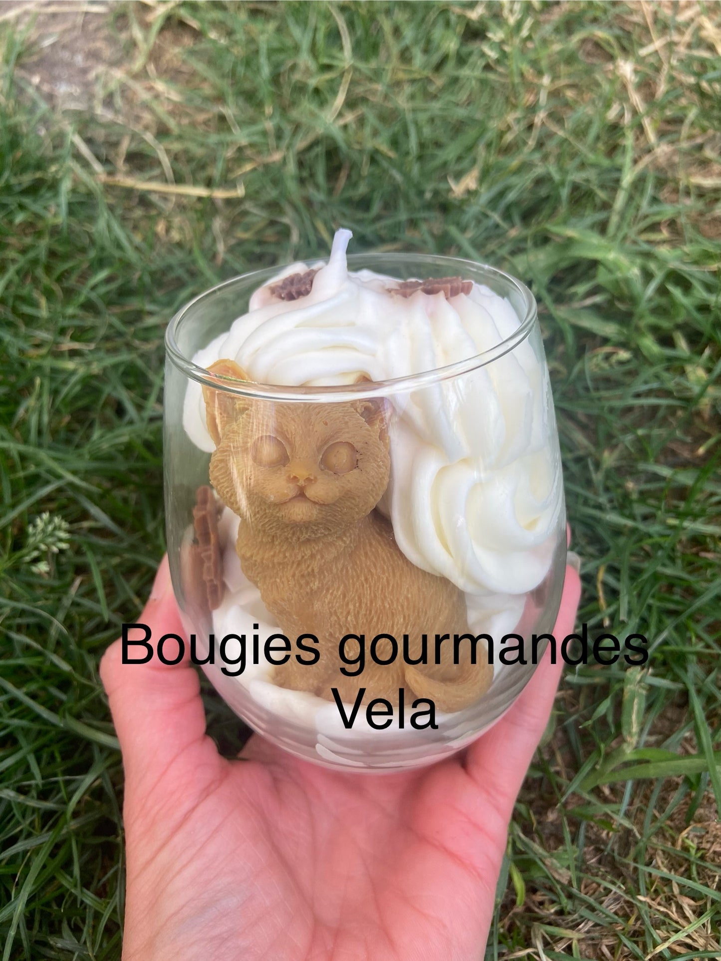 Bougie gourmande Bougie chat Bougie parfumée caramel Bougie chantilly Bougie automne Bougie artisanale Bougie végétale Idée cadeau