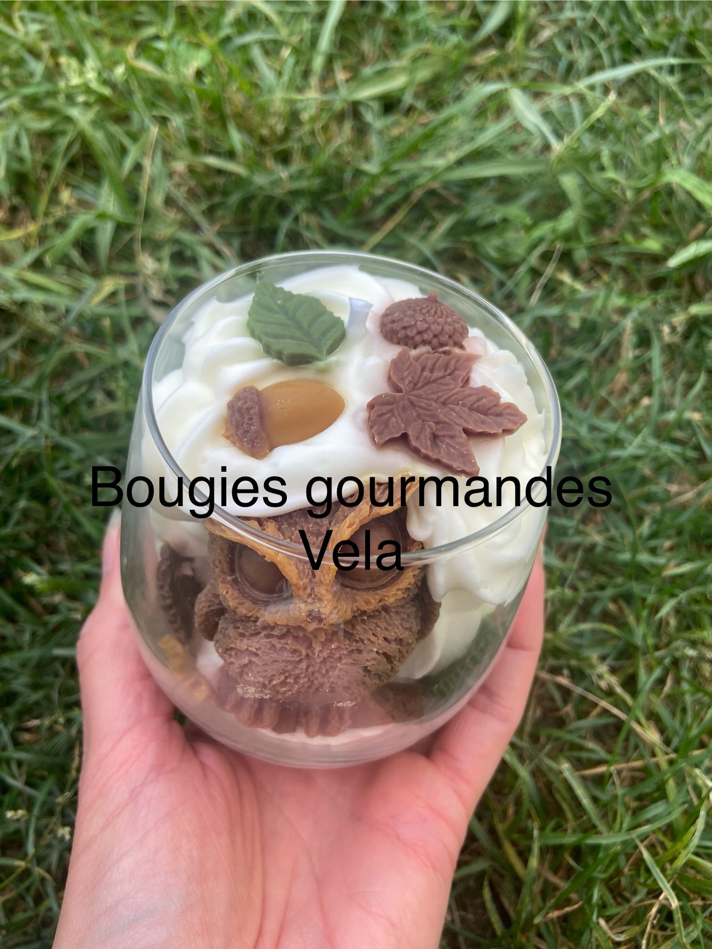 Bougie gourmande Bougie hibou Bougie parfumée vanille Bougie chantilly Bougie automne Bougie artisanale Bougie végétale Idée cadeau