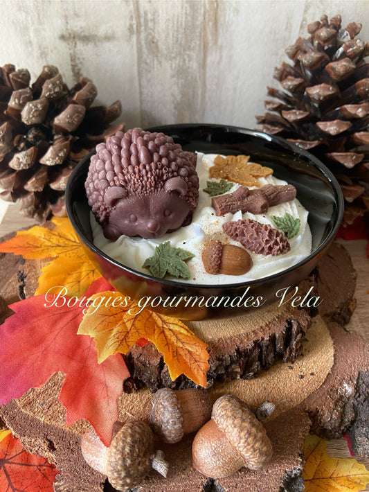 Bougie hérisson Bougie automne Bougie parfum vanille Bougie automne Bougie chantilly Bougie artisanale Bougie végétale Idée cadeau