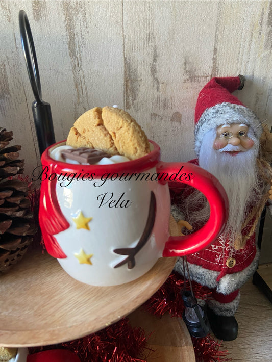 Bougie gourmande bonhomme de neige cookie chocolat Bougie parfumée cookies chocolat Tasse Bougie chantilly Bougie végétale Bougie artisanale Bougie tasse cookie chocolat Idée cadeau Noël