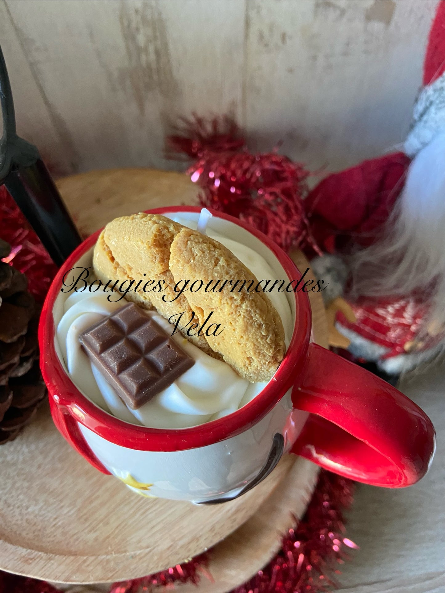 Bougie gourmande bonhomme de neige cookie chocolat Bougie parfumée cookies chocolat Tasse Bougie chantilly Bougie végétale Bougie artisanale Bougie tasse cookie chocolat Idée cadeau Noël