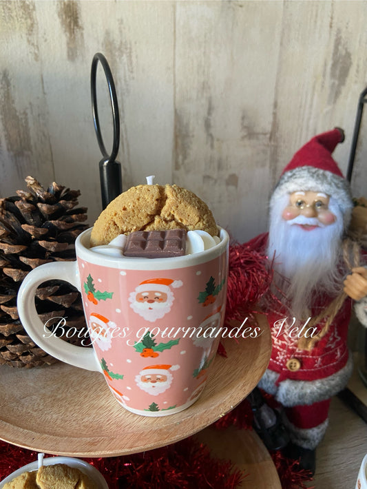 Bougie gourmande noel cookie chocolat Bougie parfumée cookies chocolat Tasse Bougie chantilly Bougie végétale Bougie artisanale Bougie tasse cookie chocolat Idée cadeau Noël