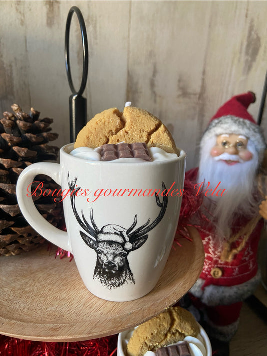 Bougie gourmande noel cookie chocolat Bougie parfumée cookies chocolat Tasse Bougie chantilly Bougie végétale Bougie artisanale Bougie tasse cookie chocolat Idée cadeau Noël