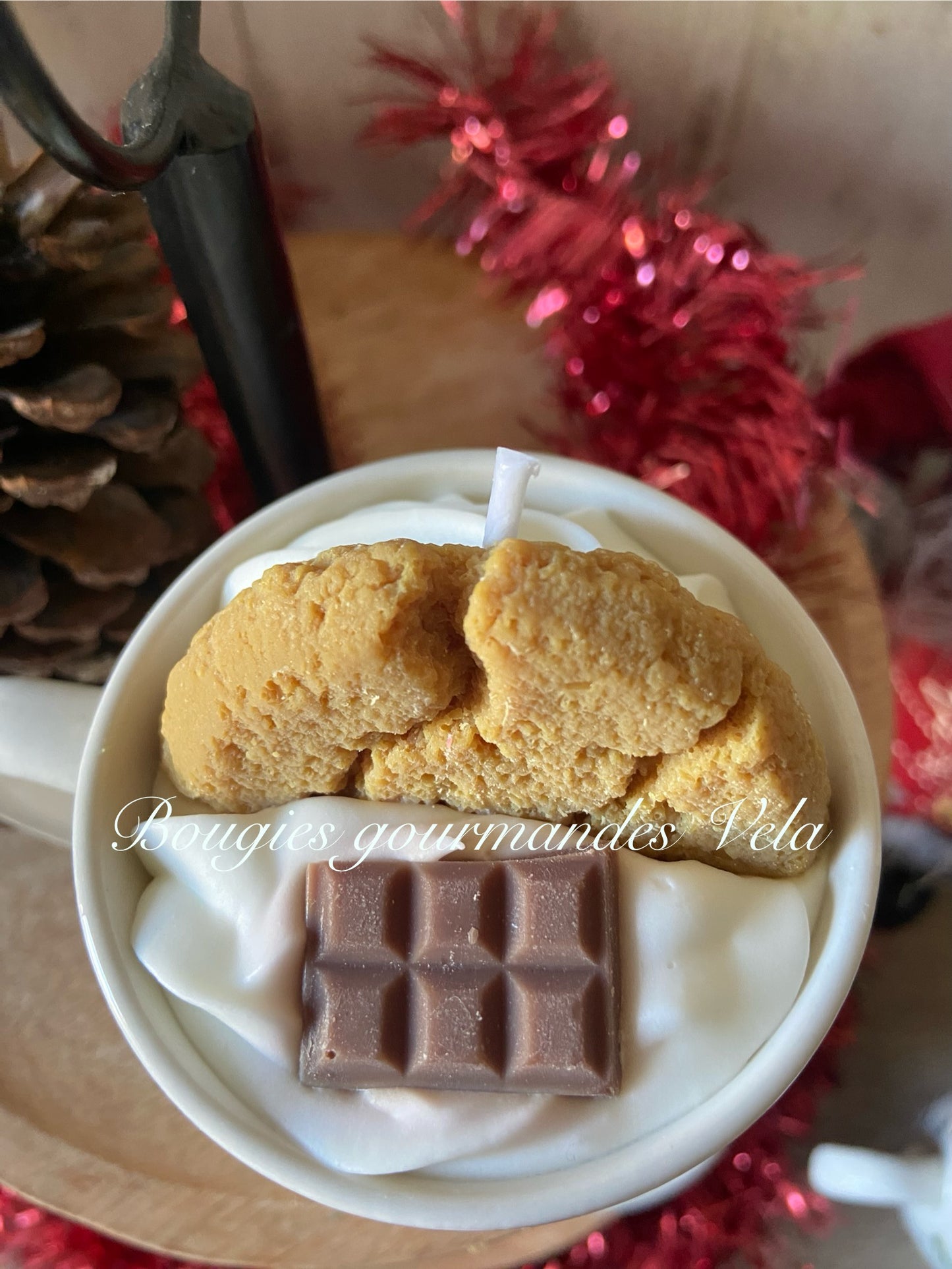 Bougie gourmande noel cookie chocolat Bougie parfumée cookies chocolat Tasse Bougie chantilly Bougie végétale Bougie artisanale Bougie tasse cookie chocolat Idée cadeau Noël