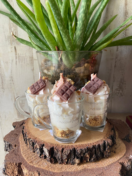 Mini Bougie gourmande Bougie parfumée chocolat praliné Bougie chantilly Bougie artisanale Bougie végétale Idée cadeau
