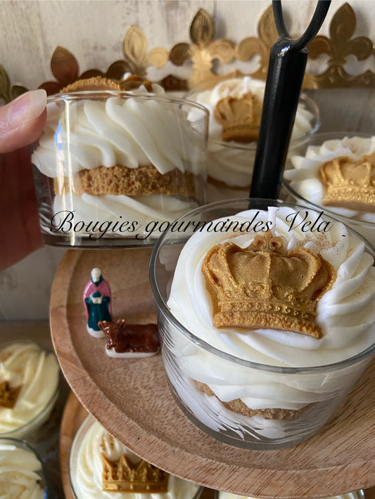 Bougie gourmande galette des rois Bougie parfumée frangipane amande Bougie épiphanie Bougie chantilly Bougie artisanale Bougie végétale Idée cadeau